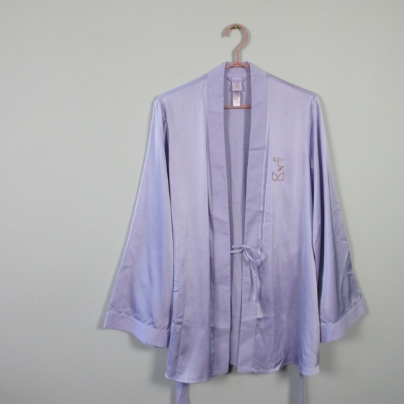 Savage X Fenty Kimono Robe Women XS S Purple Satin Lingerie Luxury Bridal 218 - Picture 1 of 12